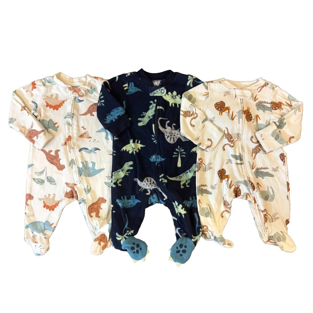 Carter's Baby Sleepers Boy 3 Months 2 Way Zipper Outfits Clothes Animal Dino Lot
